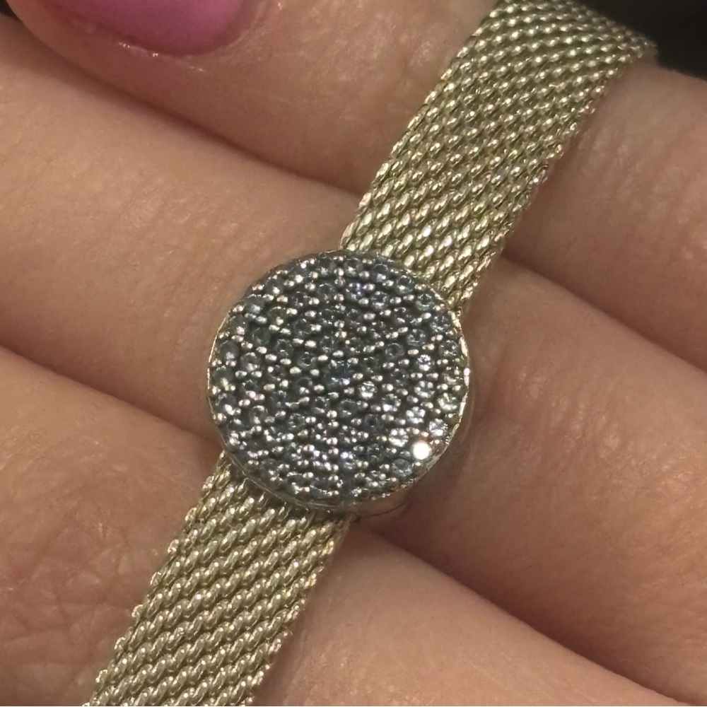 Pandora Silver Mesh Bracelet with Pavé Disc - Picture 6 of 14